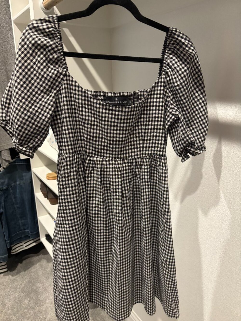 Tuckernuck Pomander Place Black Gingham Abigail Dress XS-Women's